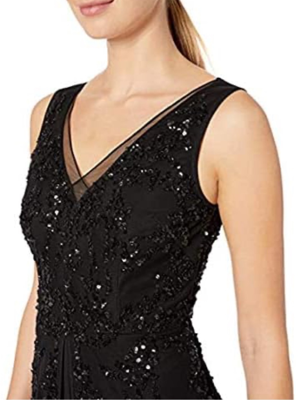 Adrianna Papell Women's Beaded Georgette Jumpsuit black - Picture 4 of 10